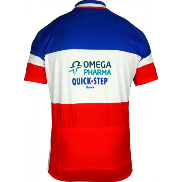 OMEGA PHARMA-QUICKSTEP Französischer Zeitfahrmeister 2013 Radsport-Profi-Team-Kurzarmtrikot mit kurzem Reißverschluss